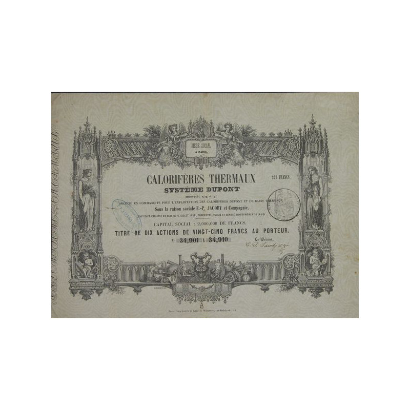 Calorifères Thermaux Système Dupont (Breveté s.g.d.g.) - E.-P. Jacoby et Cie ( 10 Act)