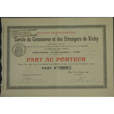 Sté d'Exploitation du Cercle du Commerce et des Etrangers de Vichy