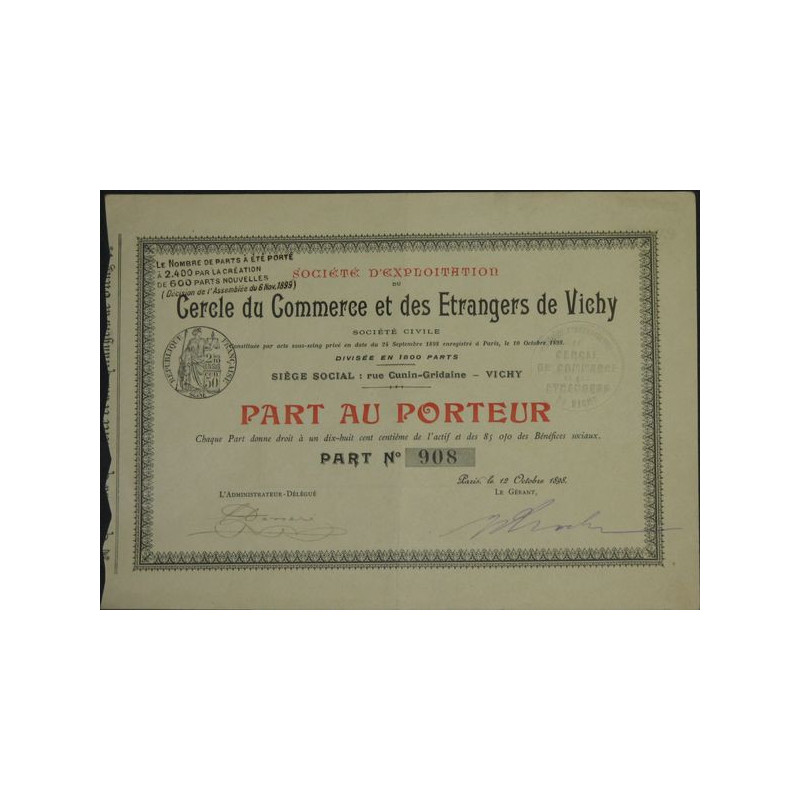 Sté d'Exploitation du Cercle du Commerce et des Etrangers de Vichy