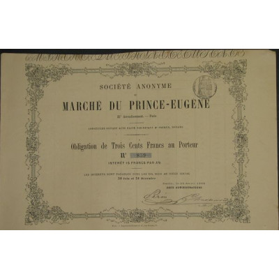 S.A. du Marché du Prince-Eugène (Obl 300 F)