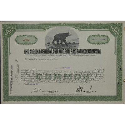 The Algoma Central and Hudson Bay Railway Cy ($ 10)