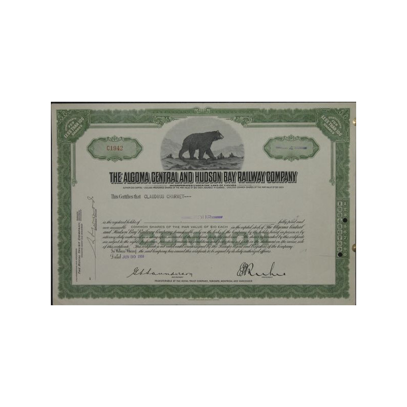 The Algoma Central and Hudson Bay Railway Cy ($ 10)