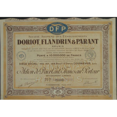 S.A. des Ets Doriot Flandrin et Parant (1918)