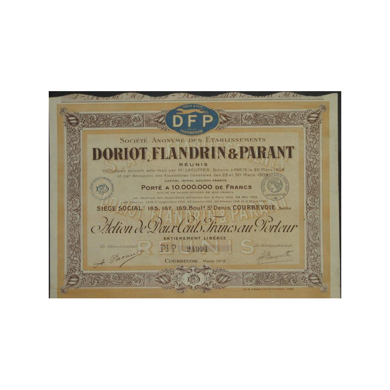 S.A. des Ets Doriot Flandrin et Parant (1918)