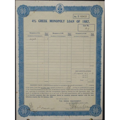 4% Greek Monopoly Loan of 1887