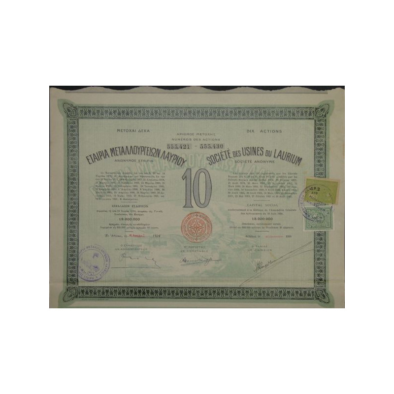 Sté des Usines du Laurium (10 Act)