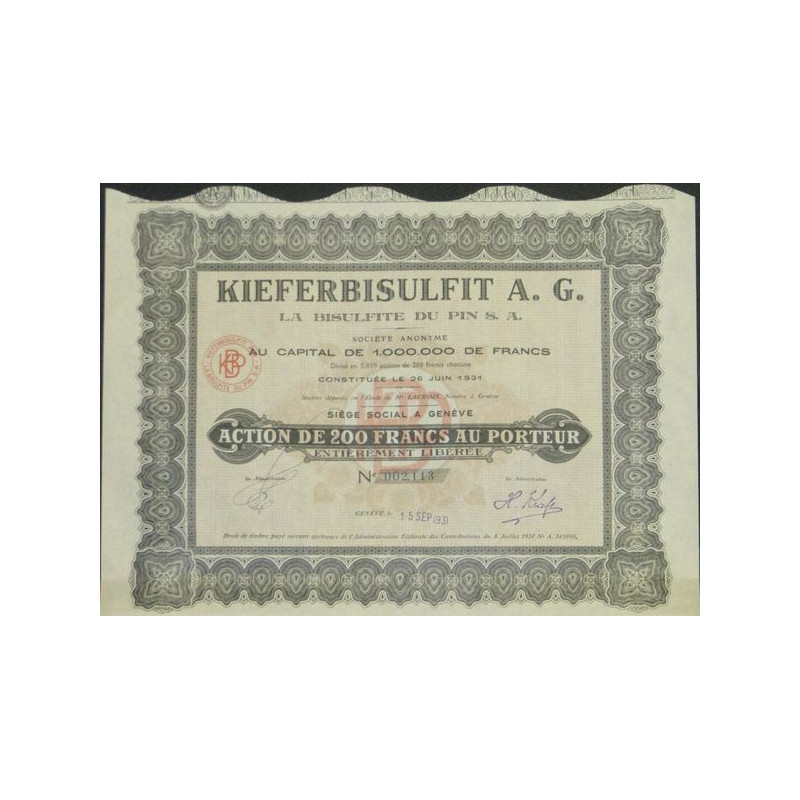 KieferBisulfit A.G.- La Bisulfite du Pin S.A.