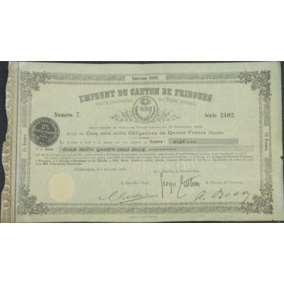 Emprunt du Canton de Fribourg pour la Construction de l'Hôpital Cantonal