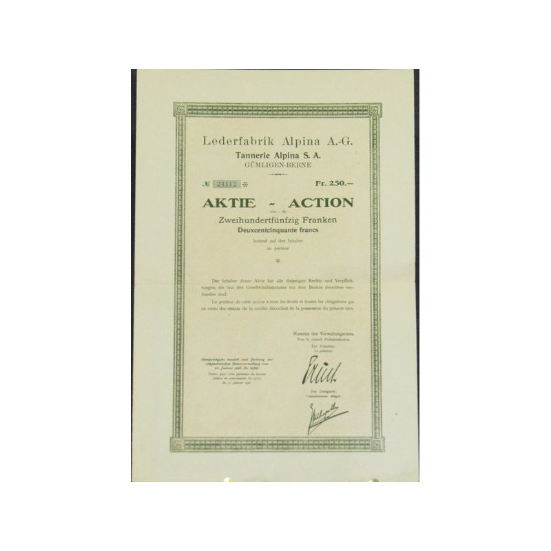 Lederfabrik Alpina A.-G. - Tannerie Alpina S.A. - Gümligen-Berne