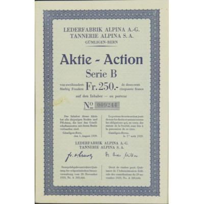 Lederfabrik Alpina A.-G. - Tannerie Alpina S.A. - Gümligen-Berne (bleue)