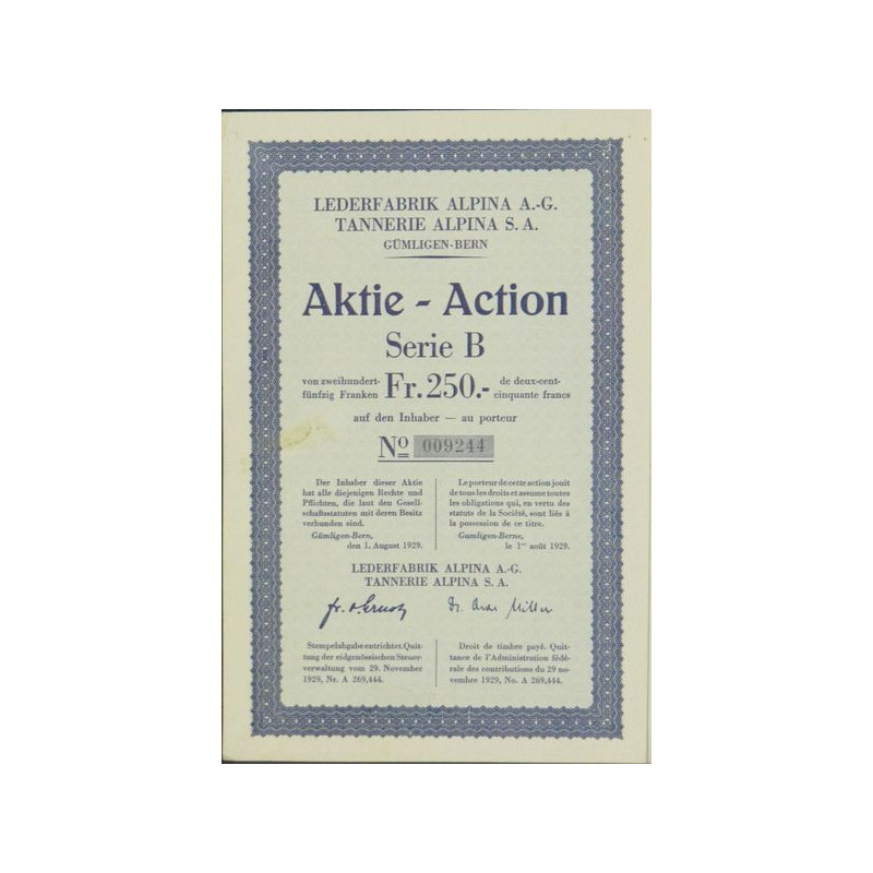 Lederfabrik Alpina A.-G. - Tannerie Alpina S.A. - Gümligen-Berne (bleue)