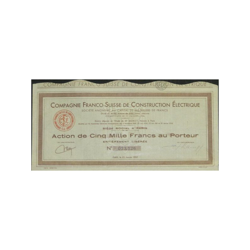 Cie Franco-Suisse de Construction Electrique (Act 5000 F)