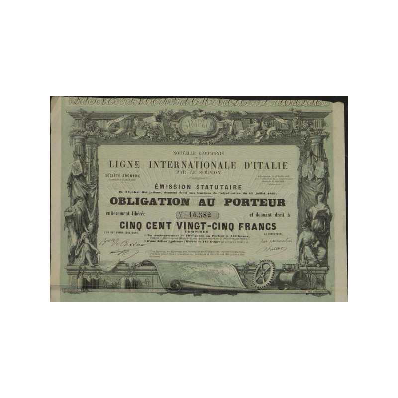 Nlle Cie de la Ligne Internationale d'Italie par le Simplon (verte)