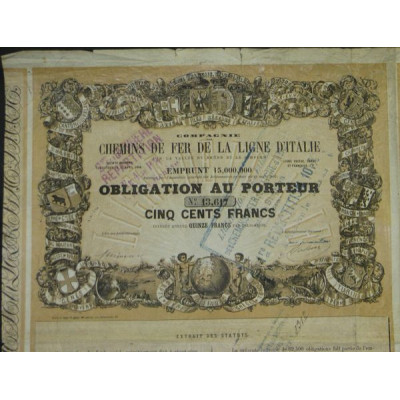 Cie du Chemin de Fer de la Ligne d'Italie par la Vallée du Rhône et le Simplon (Obl)