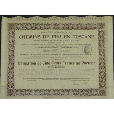 Sté Française de Chemins de Fer en Toscane (Sienne-Buonconvento-Montantico)