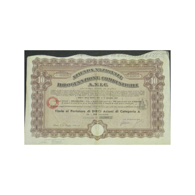 Azienda Nazionale Idrogenazione Combustibili A.N.I.C. (10 Act)