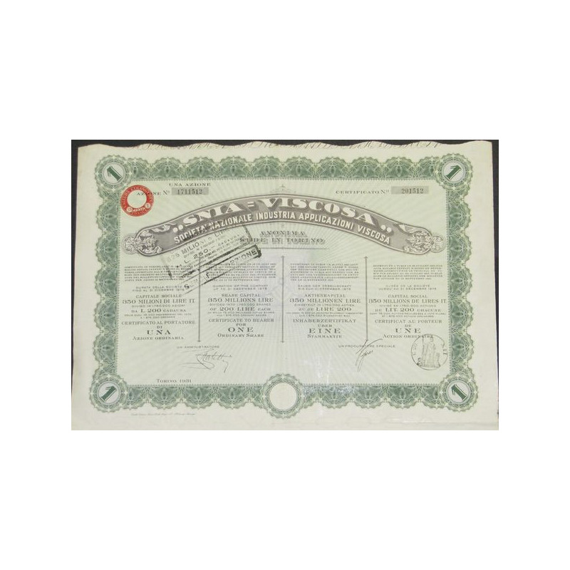 "Snia  Viscosa" Sta Nazionale Industria Applicazioni Viscosa (1 Ac)(modele1)