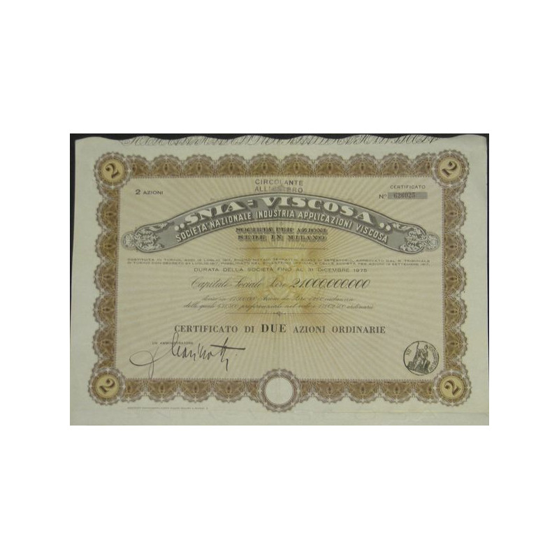 "Snia  Viscosa" Sta Nazionale Industria Applicazioni Viscosa (2 Ac)