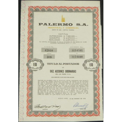 Palermo S.A. - Industrial y Comercial (10 Pesos)