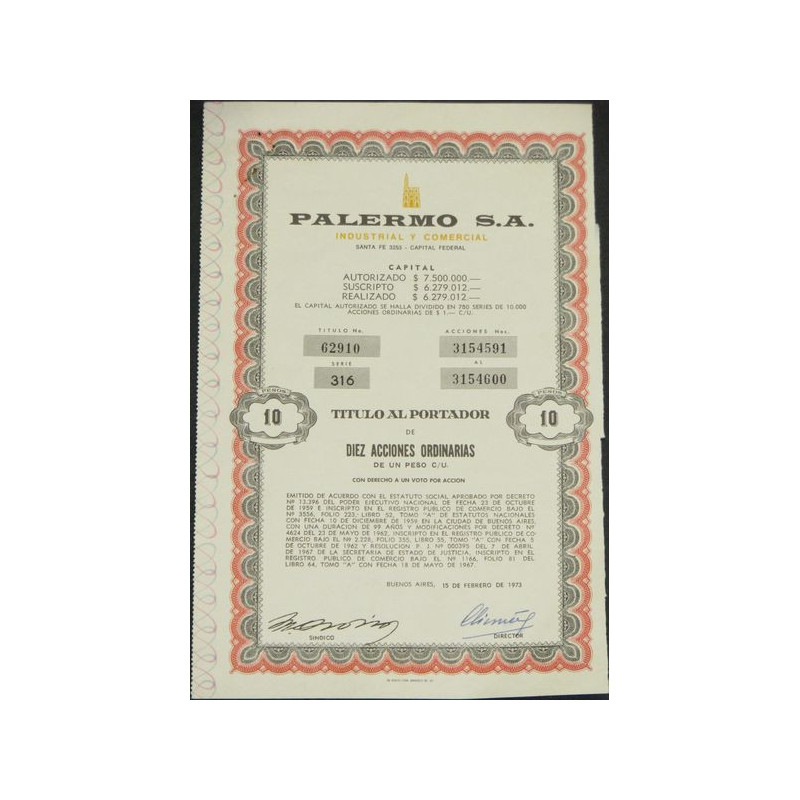 Palermo S.A. - Industrial y Comercial (10 Pesos)