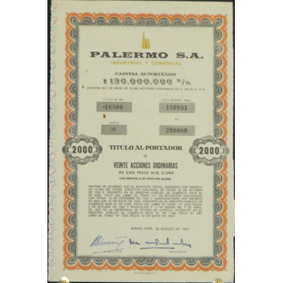 Palermo S.A. - Industrial y Comercial (20 Act 100 Pesos)