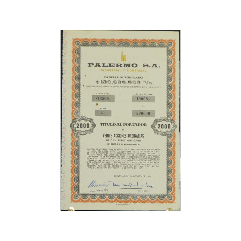 Palermo S.A. - Industrial y Comercial (20 Act 100 Pesos)