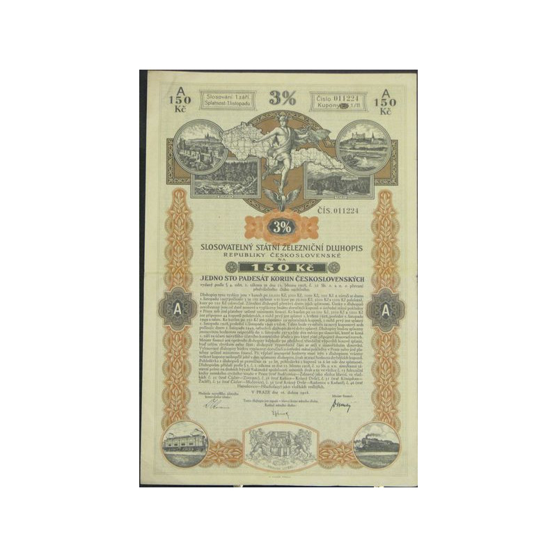 3 % Slosovatelny Statni Zeleznicni Dluhopis Republiky Ceskoslovenské