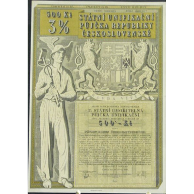 500 Kc 3% Statni Unifikacni Pujcka Republiky Ceskoslovenské