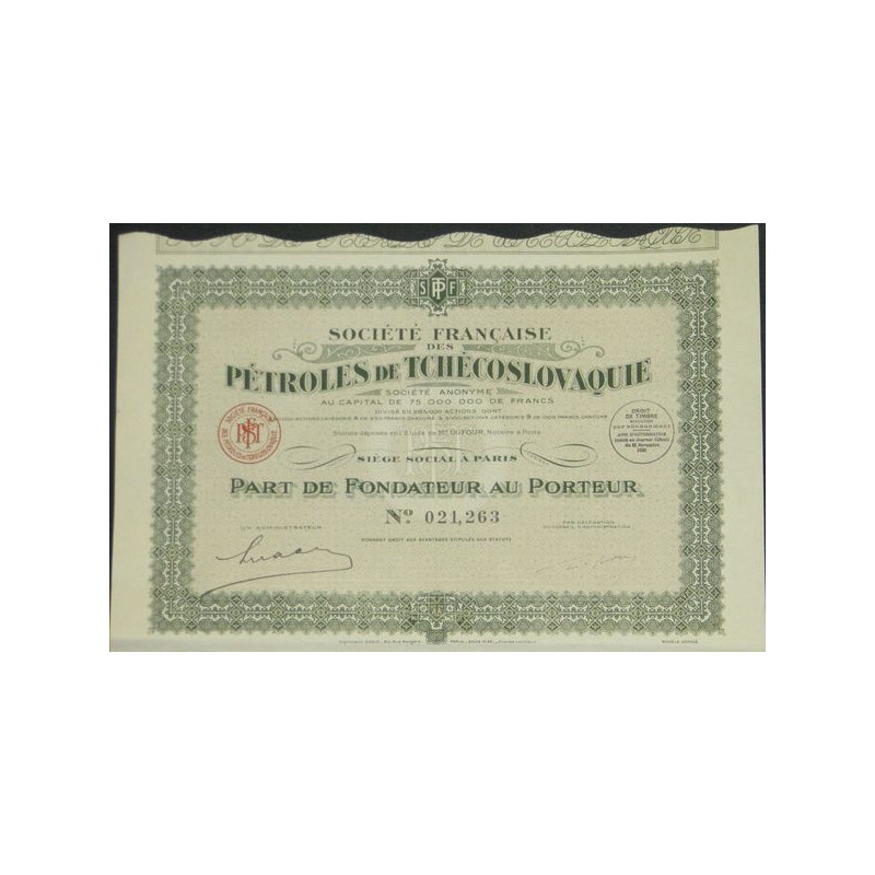 Sté Française des Pétroles de Tchécoslovaquie