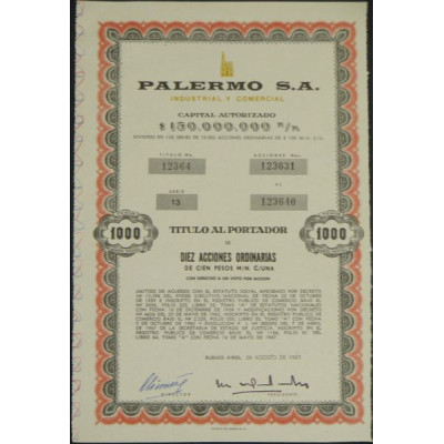 Palermo S.A. - Industrial y Comercial (10 Act 100 Pesos)