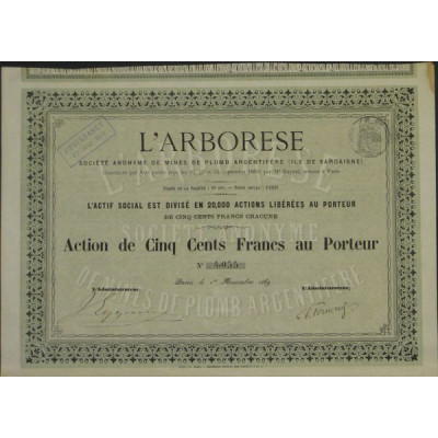 L'arborese - S.A. de Mines de Plomb Argentifère (Ile de Sardaigne)