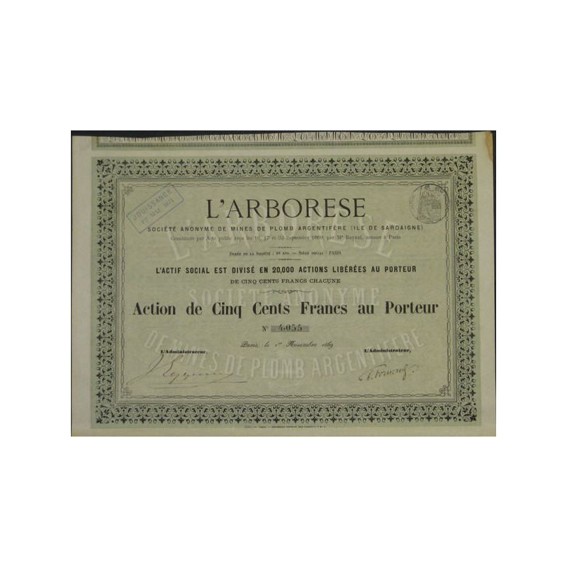 L'arborese - S.A. de Mines de Plomb Argentifère (Ile de Sardaigne)