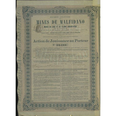 S.A. des Mines de Malfidano - Mines de Zinc et de Plomb Argentifère (Ile de Sardaigne)