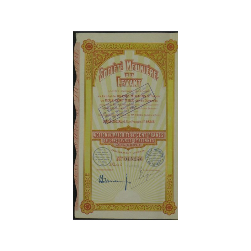 Sté Meunière du Levant (Act)