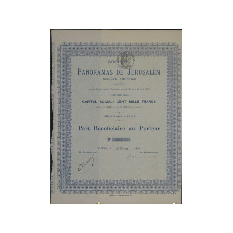 Sté des Panorama de Jérusalem