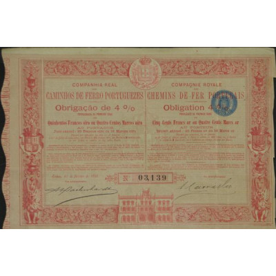 Cie Royale des Chemins de Fer Portugais (Obl 4 % 500 F Or)