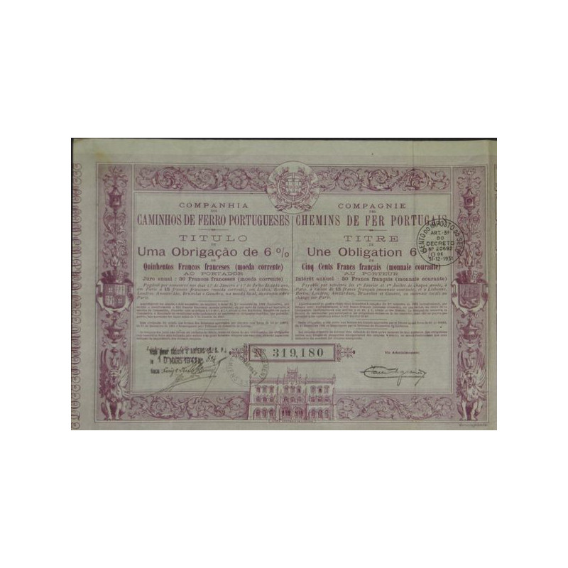 Cie des Chemins de Fer Portugais (Obl 6%)