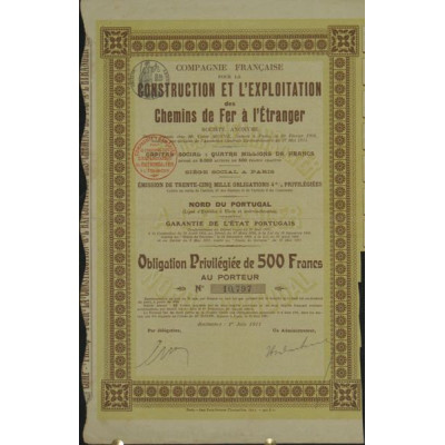 Cie Française pour la Construction et l'Exploitation des Chemins de Fer à l'Etranger - Ligne d'Espinho à Vizeu et embranchements