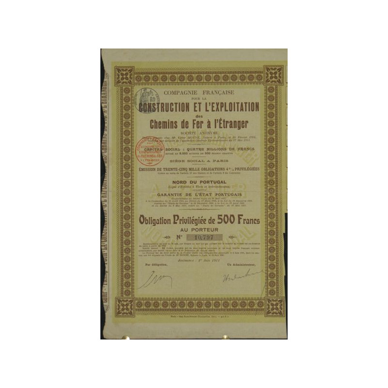 Cie Française pour la Construction et l'Exploitation des Chemins de Fer à l'Etranger - Ligne d'Espinho à Vizeu et embranchements