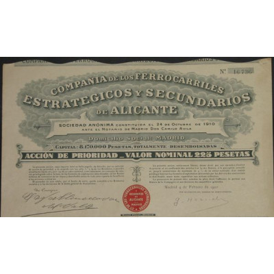 Cia de los Ferrocarriles Estrategicos y Secundarios de Alicante
