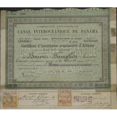 Cie Universelle du Canal Interocéanique de Panama (Certif)