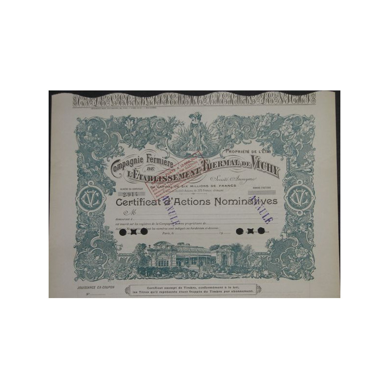 Cie Fermière de l'Etablissement Thermal de Vichy (blanquette)