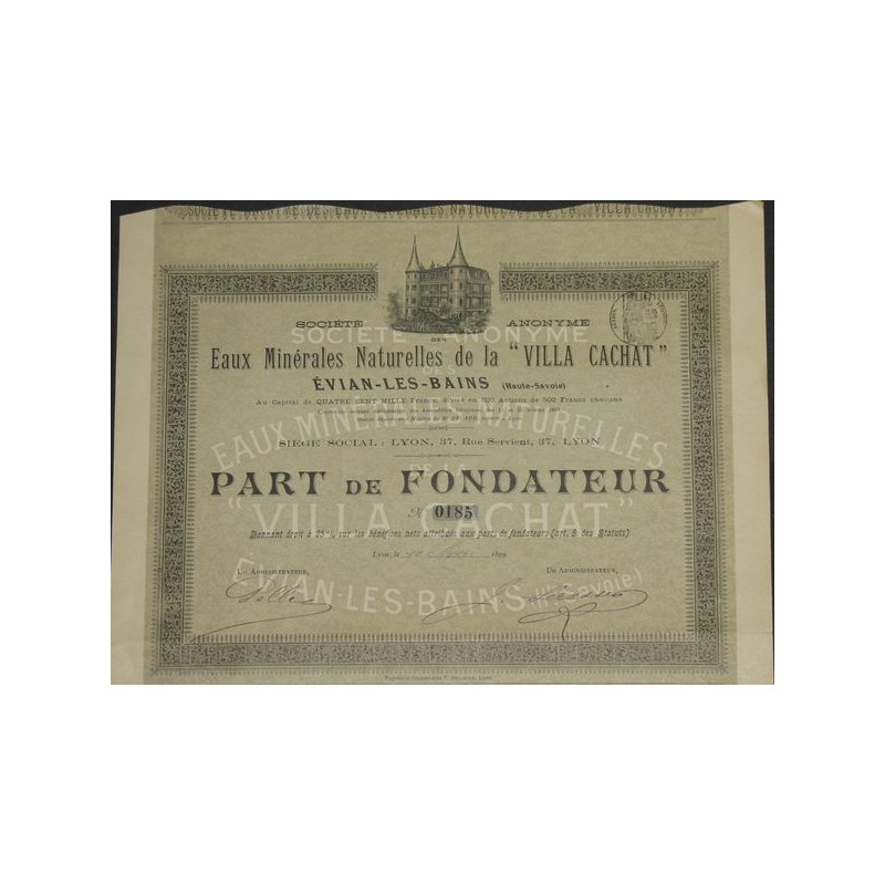 S.A. des Eaux Minérales Naturelles de la "Villa Cachat" - Evian-les-Bains