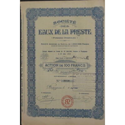 Sté Des Eaux de la Preste (Act 100 F)