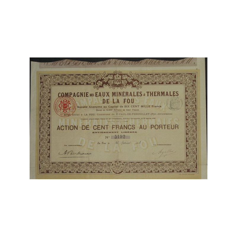 Cie des Eaux Minérales & Thermales de la Fou