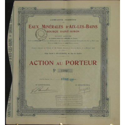 Cie Fermière des Eaux Minérales d'Aix-les-Bains - Source Saint-Simon