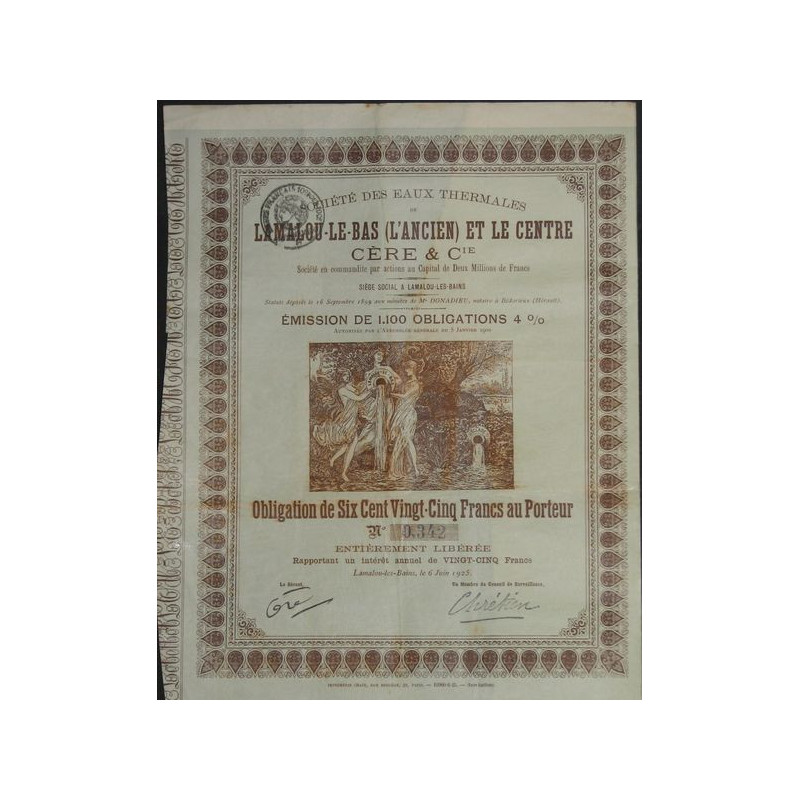 Sté des Eaux Thermales de Lamalou-le-Bas (l'ancien) et le Centre - Cère & Cie