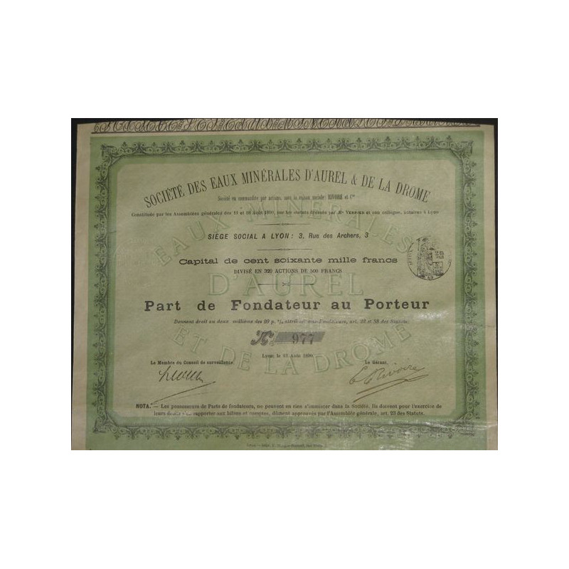 Sté des Eaux Minérales d'Aurel & de la Drôme