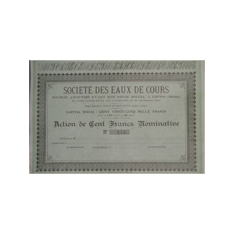 Sté des Eaux de Cours (blanquette)