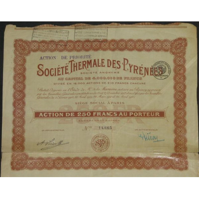 Sté Thermale des Pyrénées (Act 250 F)